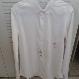 Calvin Klein Men new dress shirt white medium 15 1/2 34-35, 100% cotton